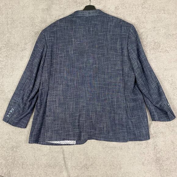 Oak Hill Blazer Mens 2XL Navy Stretch Polka Dot Lined Suit Jacket Career Classic - Picture 2 of 15